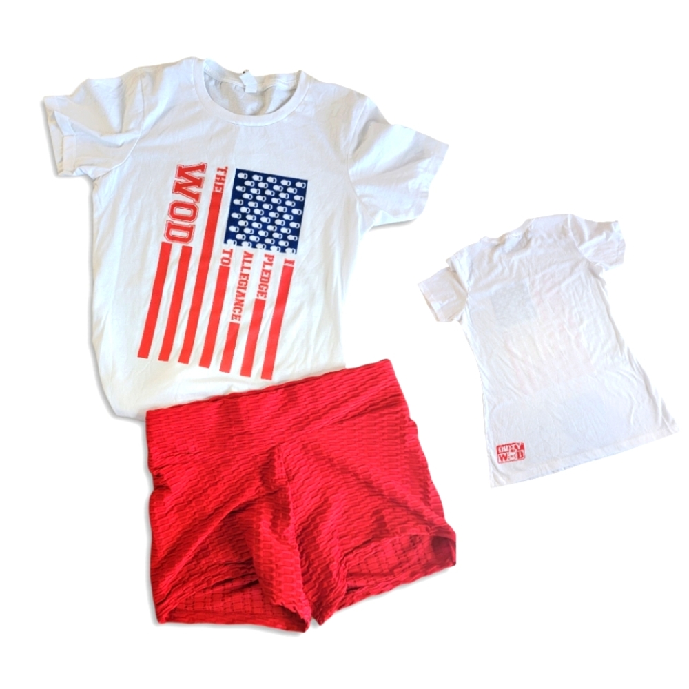 Dirty Wod Gear Women's US Flag Tee White